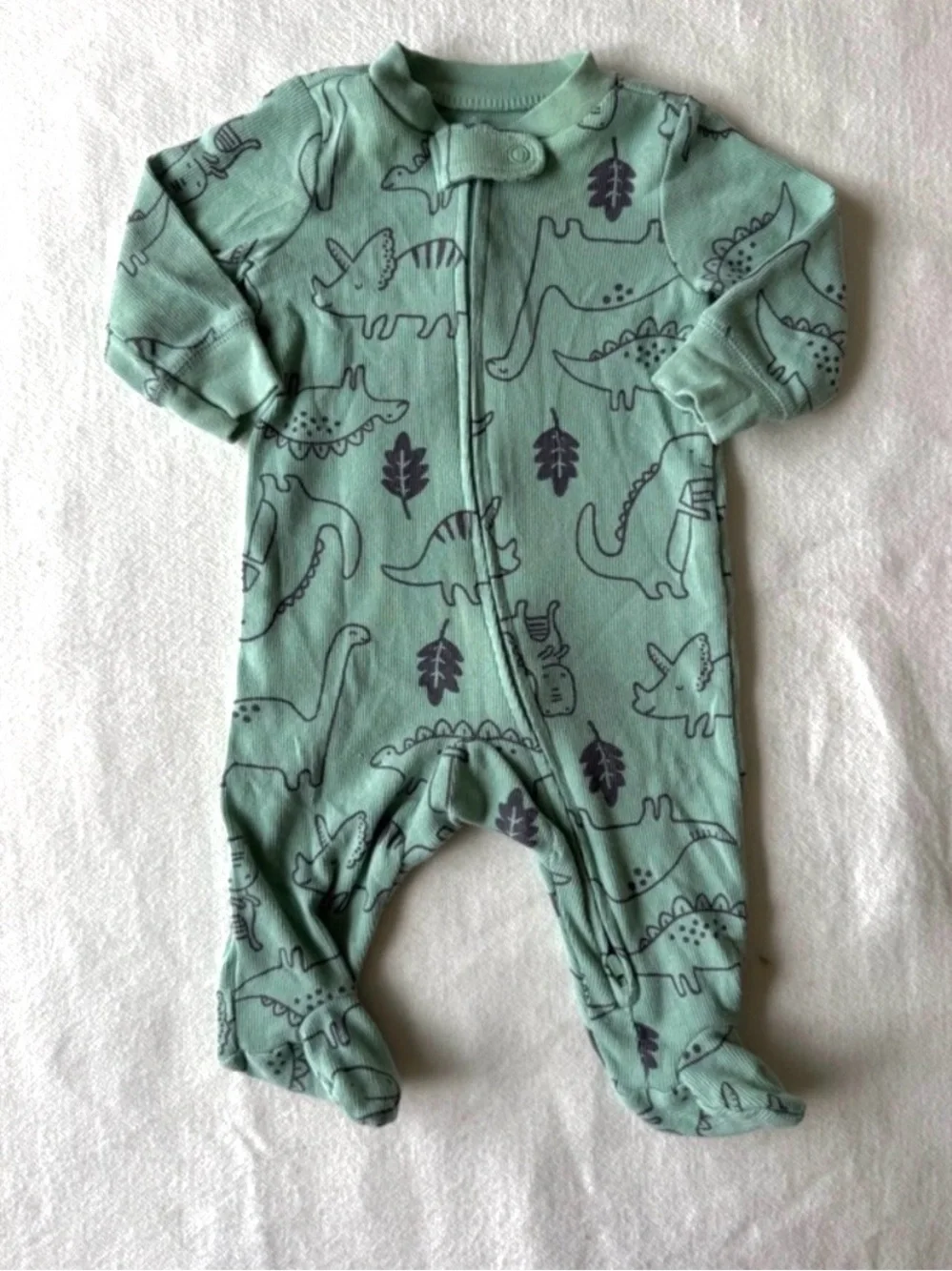 Carter's Mint Green Dino Footed Baby One-Piece 3M